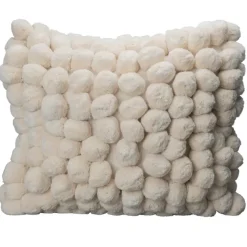 Coussin Pom Pom 45x45cm, Blanc cassé