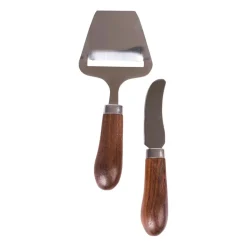 Couteau à beurre et rabot à fromage Astrid, Marron-argent