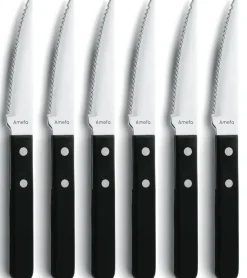 Couteau à steak Pizza Noir lot de 6, Noir