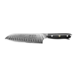 Couteau Santoku Damascus By Hâws 32 cm, Noir-acier inoxydable