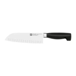 Couteau Santoku Zwilling Gourmet 18 cm, Noir-acier inoxydable