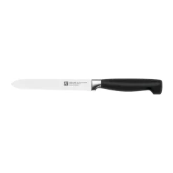 Couteau tout usage dentelé Zwilling Four Star 13 cm, Noir-acier inoxydable