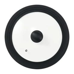 Couvercle universel Una en silicone noir, forme ronde, Verre