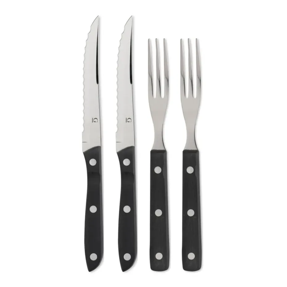 Couverts barbecue Old Farmer noir, set de 4 pièces