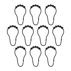 Crochets pour rideau de douche Aqua, lot de 10, Noir