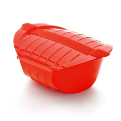 Cuiseur vapeur profond micro-ondes Lékué 1-2 portions, Rouge