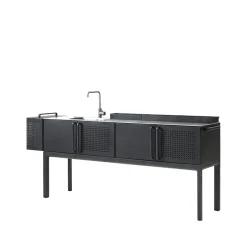 Cuisine extérieure Drop, Lava grey, incl. bac et robinet