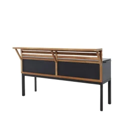 Cuisine extérieure Drop, Lava grey, incl. bac et robinet, mur en teck
