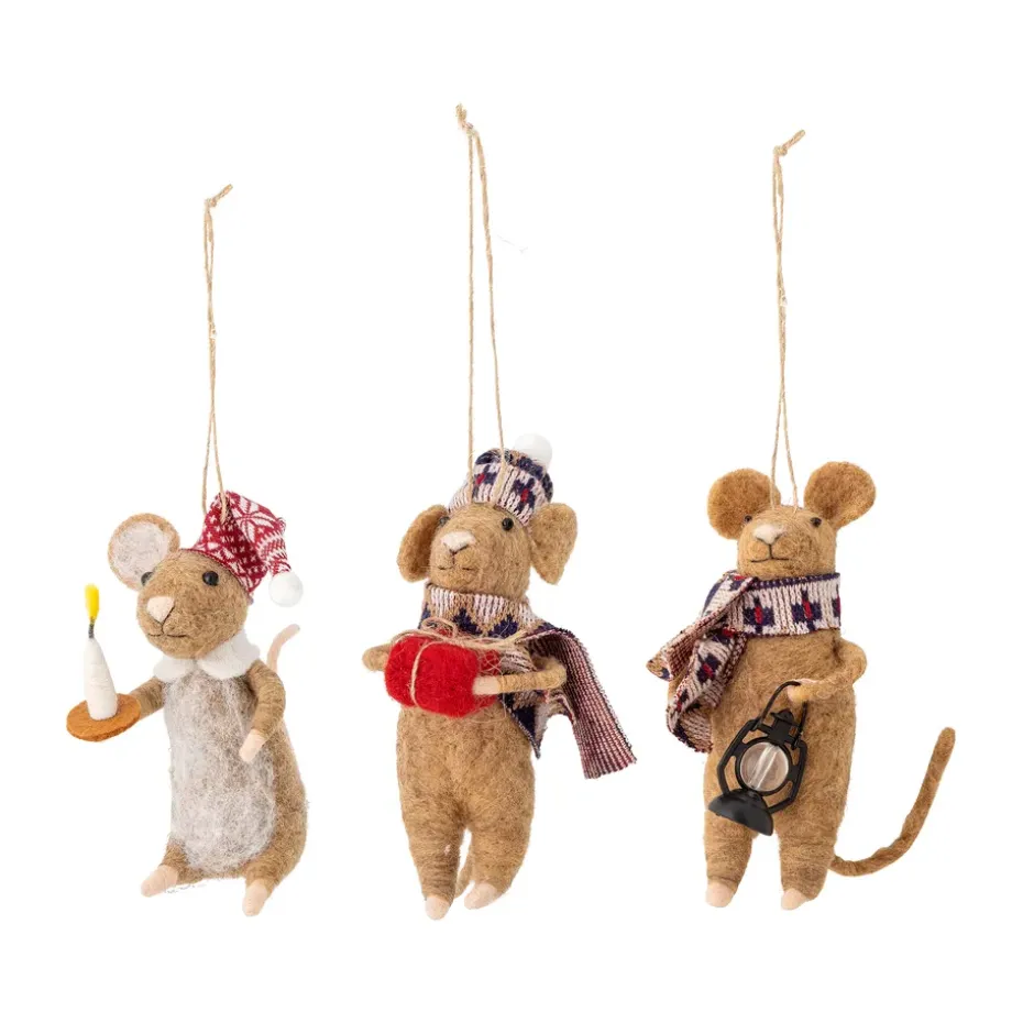 Décoration de Noël souris Peo 3 pièces, Brun