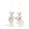 Décoration de Noël souris Peo 2 pièces, Blanc