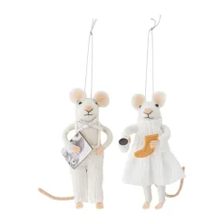 Décoration de Noël souris Peo 2 pièces, Blanc