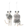 Décoration de Noël souris Peo 2 pièces, Blanc-gris