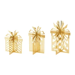 Décoration de table, cadeau de Noël 2025 års 3 pièces, Acier inoxydable doré