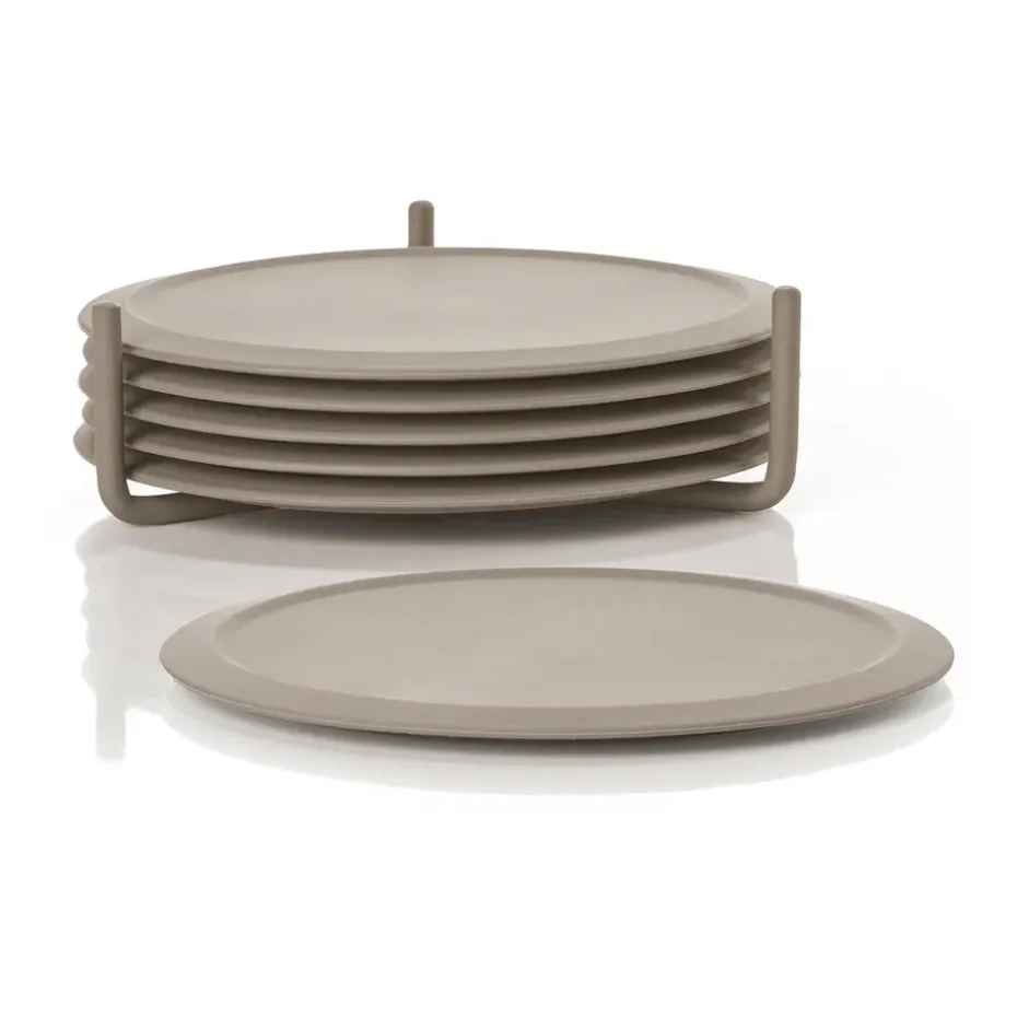 Dessous de verre avec support Singles, lot de 6, Taupe