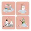 Dessous de verre Moomin été 2022 Fiske Lot de 4, Rose