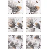 Dessous de verre Pine Cone Lot de 6, Cotton white