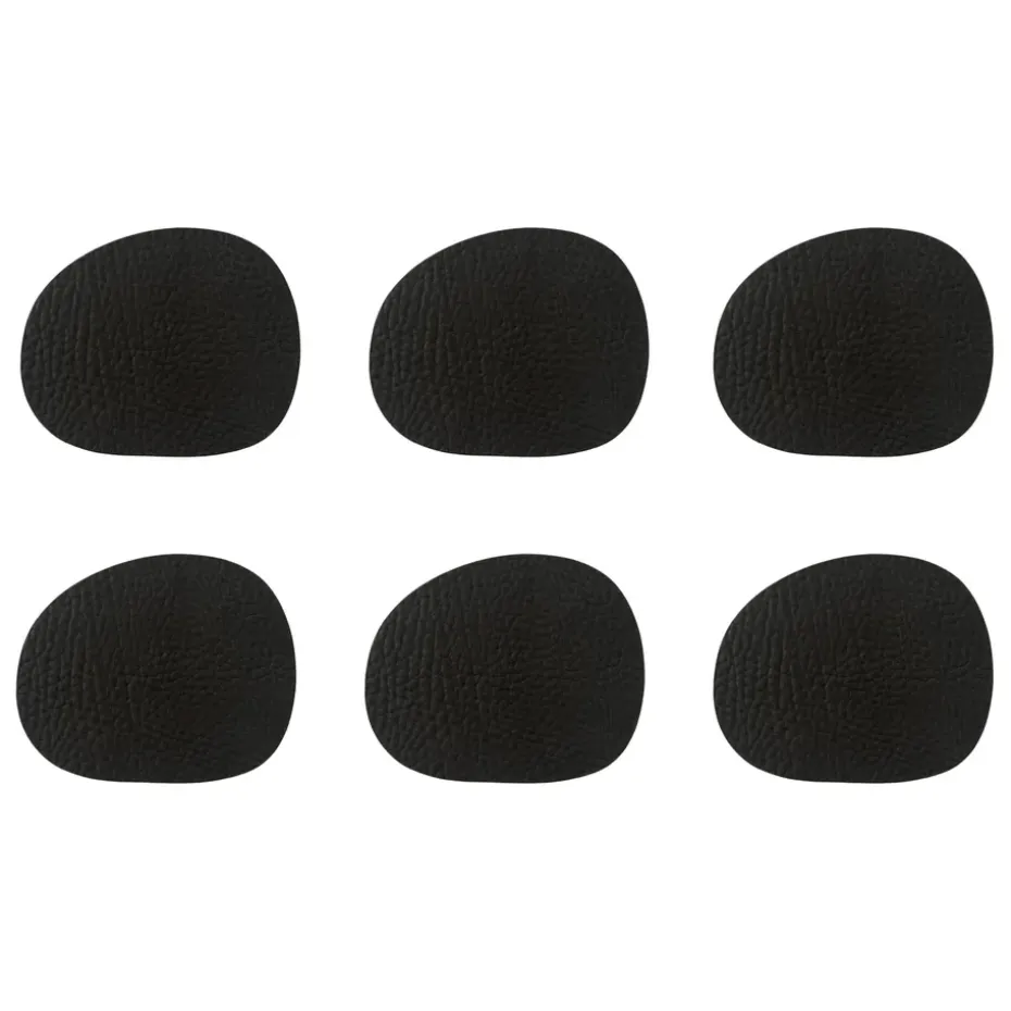 Dessous de verre Raw cuir lot de 6, Black buffalo (noir)
