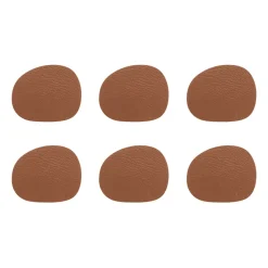 Dessous de verre Raw cuir lot de 6, Brun cannelle (brun)