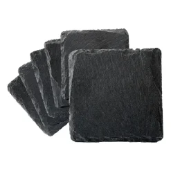 Dessous de verre Skiffer Lot de 6, Noir