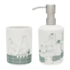 Distributeur de savon et porte-brosse à dents Mumin, Bain vert-blanc