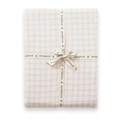 Drap-housse Gingham Sky Blue Muslin, 160x200x30 cm