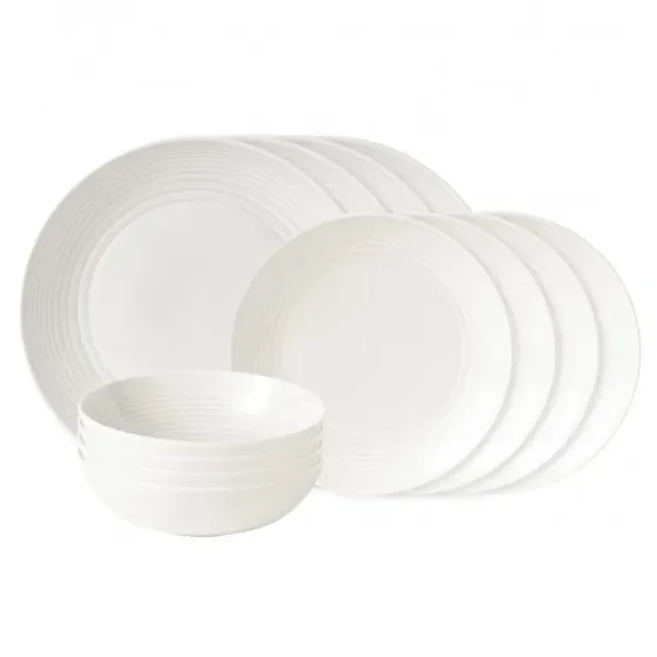 Ensemble d'assiettes Maze 12 pièces, blanc