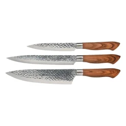 Ensemble de 3 couteaux en acier inoxydable Akira, Marron
