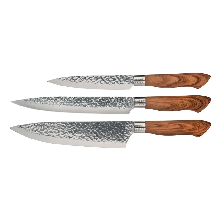 Ensemble de 3 couteaux en acier inoxydable Akira, Marron