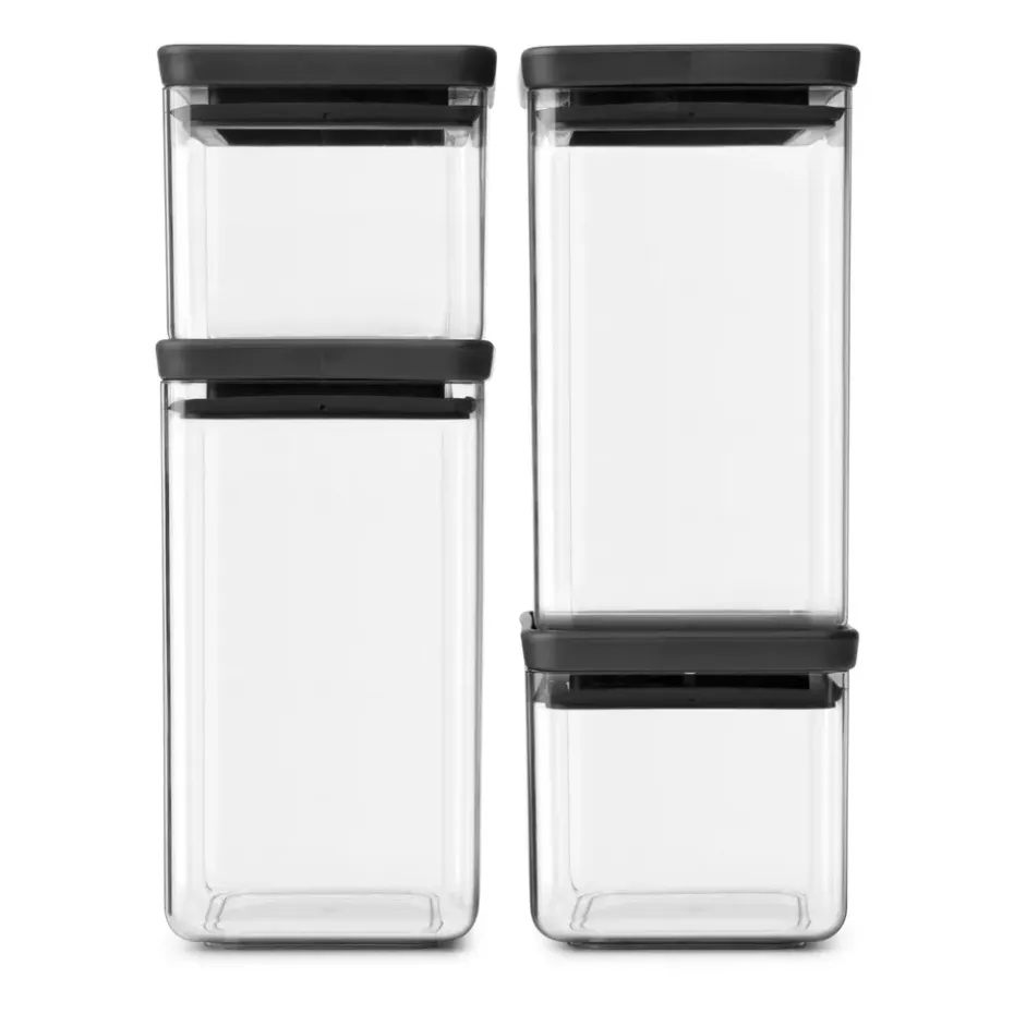 Ensemble de bocaux de rangement carrés TASTY+, Gris foncé