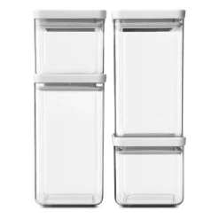 Ensemble de bocaux de rangement carrés TASTY+, Gris clair