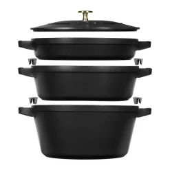 Ensemble de casseroles et poêles empilables Staub 5 pièces, Noir