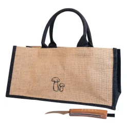 Ensemble de couteau et sachet pour champignons Karl-Johan, Beige-noir