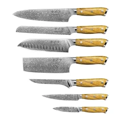 Ensemble de couteaux Damascus By Hâws 7 pièces, Brun-acier inoxydable