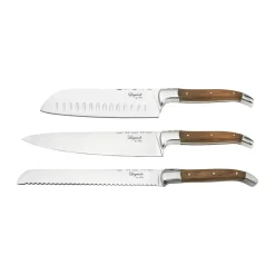Ensemble de couteaux de chef Laguiole By Hâws avec planche à découper 4 pièces, Olivier-acier inoxydable-bambou