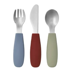 Ensemble de couverts en silicone Dine 3 pièces, Vert-bleu