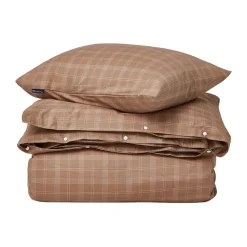 Ensemble de lit Checked Pin Point Oxford 220x220 cm, Brown