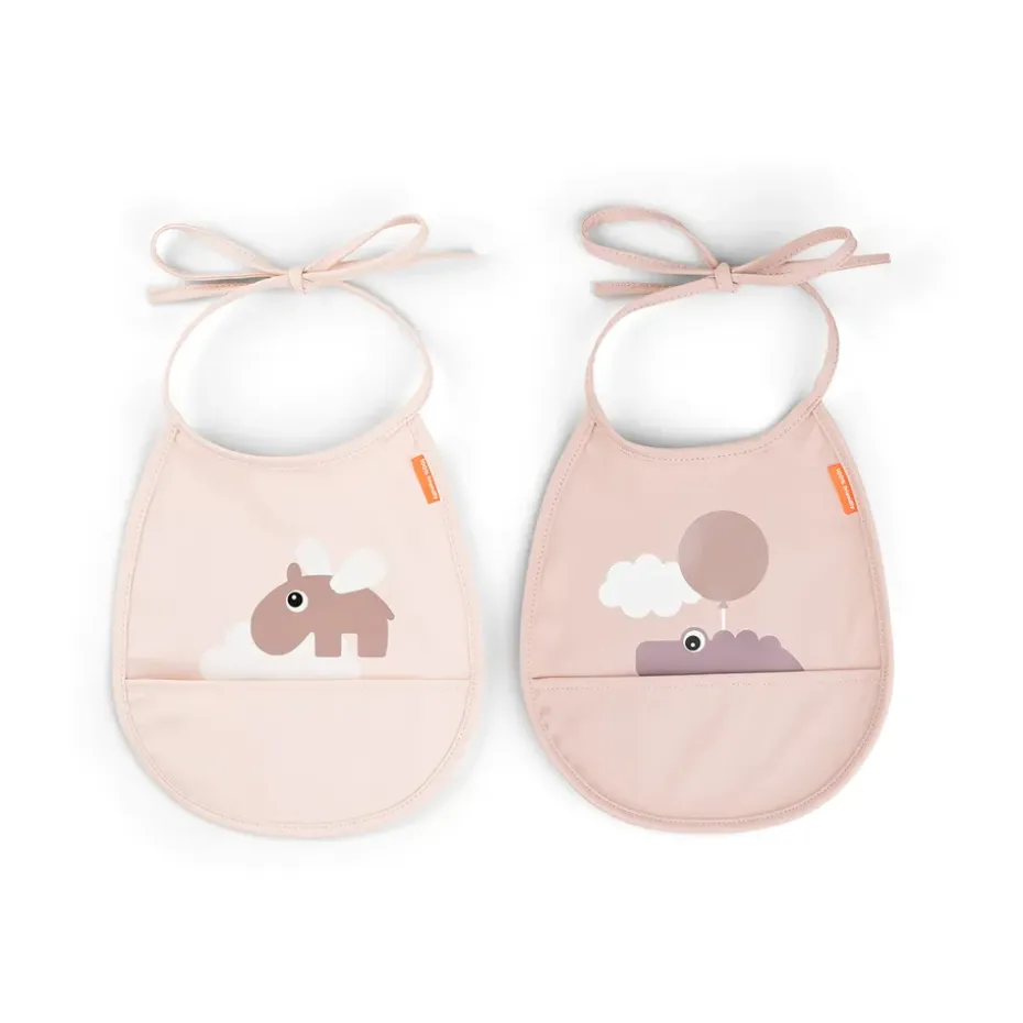 Ensemble de petits bavoirs Happy Clouds Tiny, lot de 2, Poudre