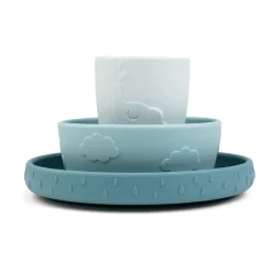 Ensemble de vaisselle pour enfants Deer Friends Stick&Stay, 3 pièces, Bleu