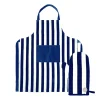 Ensemble tablier et gant de cuisine Aron, Bleu-beige