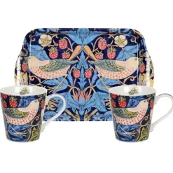 Ensemble tasse et plateau Strawberry Thief, Bleu