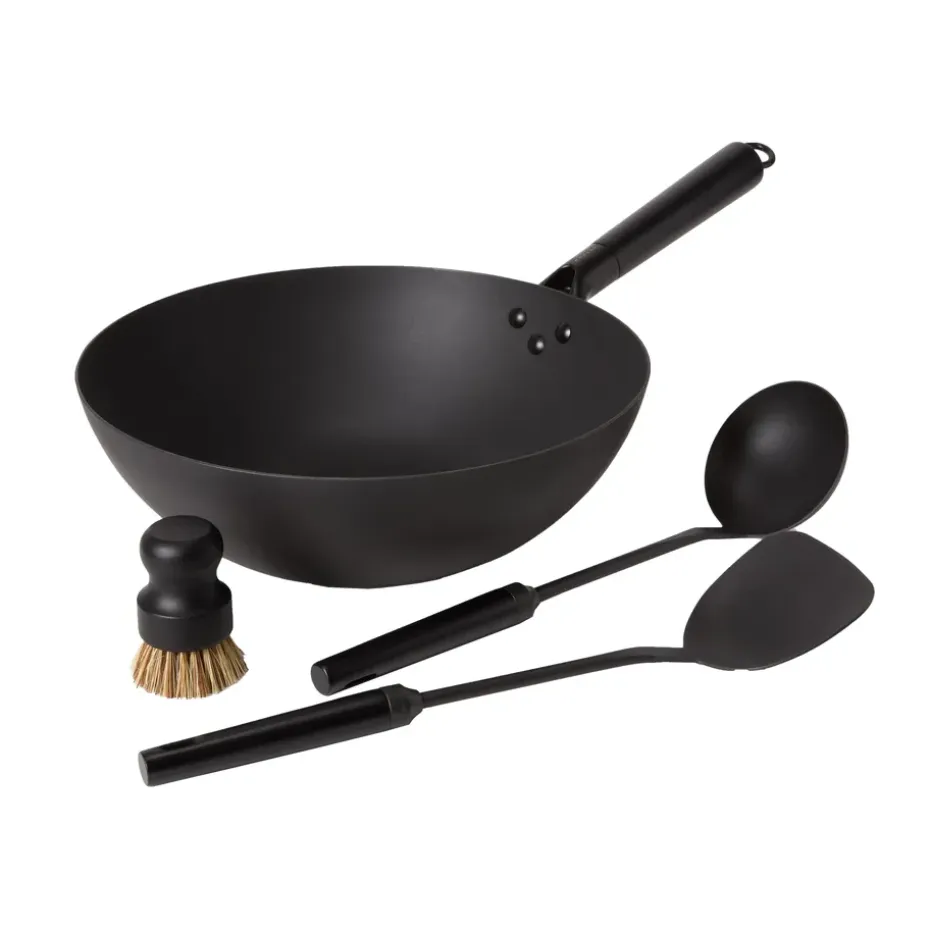 Ensemble wok Satake en acier carbone, 57 cm