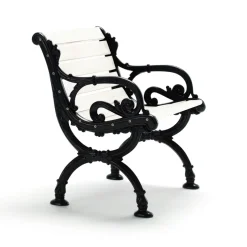 Fauteuil Byarum, Pin laqué blanc, support noir