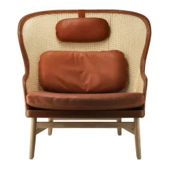 Fauteuil Dandy, Chêne naturel - cuir Tärnsjö cognac