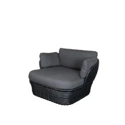 Fauteuil lounge Basket, Graphite grey, incl. coussins gris