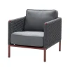 Fauteuil lounge Encore, Cane-Line airtouch bordeaux/Dark grey, incl. coussins