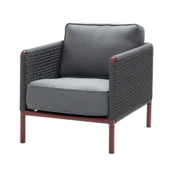 Fauteuil lounge Encore, Cane-Line airtouch bordeaux/Dark grey, incl. coussins