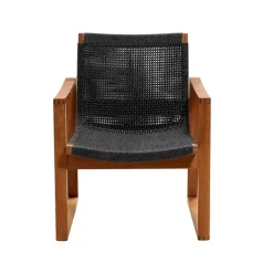 Fauteuil lounge Endless, Dark grey, support en teck
