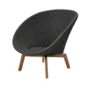 Fauteuil lounge Peacock Rope, Dark grey, pieds en teck