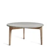 Höllviken table basse Ø80 cm, Calcaire, pieds en chêne blanc pigmenté