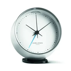 Horloge de table Koppel Ø 10 cm, blanc-acier inoxydable